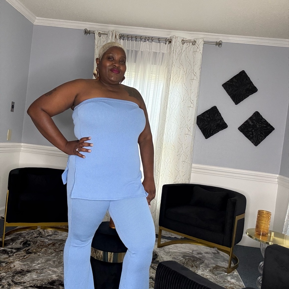 Blue Women's Ribbed Jumpsuit